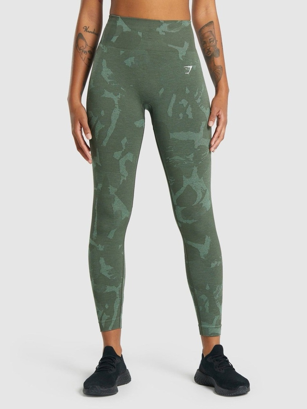 Gymshark Women's Seamless High-Waist Camo Leggings - Olive Green